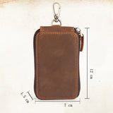 Retro Cowhide Car Key Case - Crazy Horse Leather