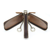 Crazy horse leather double zipper waist hanging car key case GM