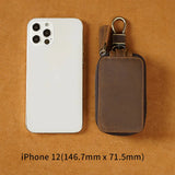 Crazy horse leather double zipper waist hanging car key case GM