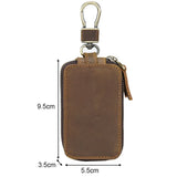 Crazy horse leather double zipper waist hanging car key case GM