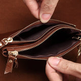 Oil Wax Leather Mini Coin Purse Key Bag Zipper Wallet