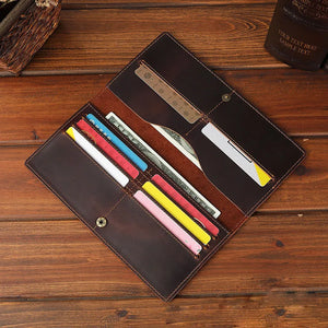 Men's Crazy Horse Leather Wallet Men's Bag Hand Bag Long Wallet