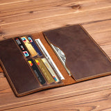 Men's Long Leather Wallet Crazy Horse Retro Business Multi-Card Position Wallet