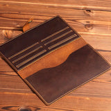 Men's Long Leather Wallet Crazy Horse Retro Business Multi-Card Position Wallet