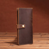 Men's Long Leather Wallet Crazy Horse Retro Business Multi-Card Position Wallet
