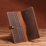 Men's Long Leather Wallet Crazy Horse Retro Business Multi-Card Position Wallet