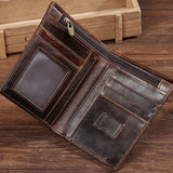 Men's Leather Wallet Short Money Clip Retro Design