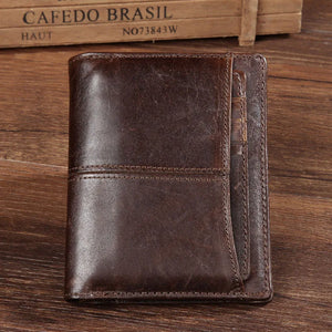Men's Leather Wallet Short Money Clip Retro Design