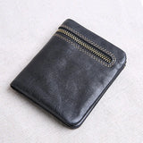 Ultra-thin Leather Wallet Short Zipper Buckle - Mini Purse for Men and Women