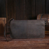 Vintage Leather Wallets Crazy Horse Long Phone Bags
