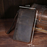 Vintage Leather Wallets Crazy Horse Long Phone Bags