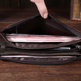 Vintage Leather Wallets Crazy Horse Long Phone Bags