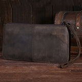 Vintage Leather Wallets Crazy Horse Long Phone Bags