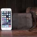 Vintage Leather Wallets Crazy Horse Long Phone Bags
