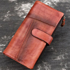 Colorful Leather Stitching Long Wallet RFID Men's Wallet