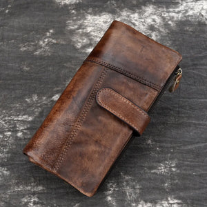 Colorful Leather Stitching Long Wallet RFID Men's Wallet