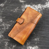 Colorful Leather Stitching Long Wallet RFID Men's Wallet