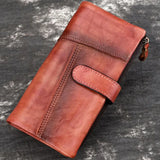 Colorful Leather Stitching Long Wallet RFID Men's Wallet