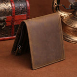 Crazy Horse Leather Wallet Men Short Wallet Multi-Card Holder