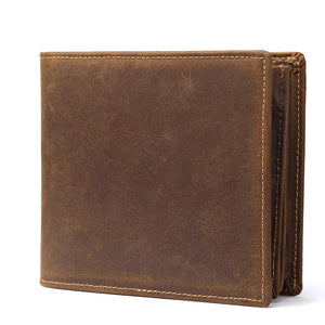 Crazy Horse Leather Wallet Men Short Wallet Multi-Card Holder
