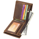 Crazy Horse Leather Wallet Men Short Wallet Multi-Card Holder