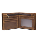 Crazy Horse Leather Wallet Men Short Wallet Multi-Card Holder