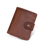 Crazy Horse Leather Men's Wallet Short Antimagnetic Retro Vintage Style