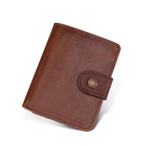 Crazy Horse Leather Men's Wallet Short Antimagnetic Retro Vintage Style