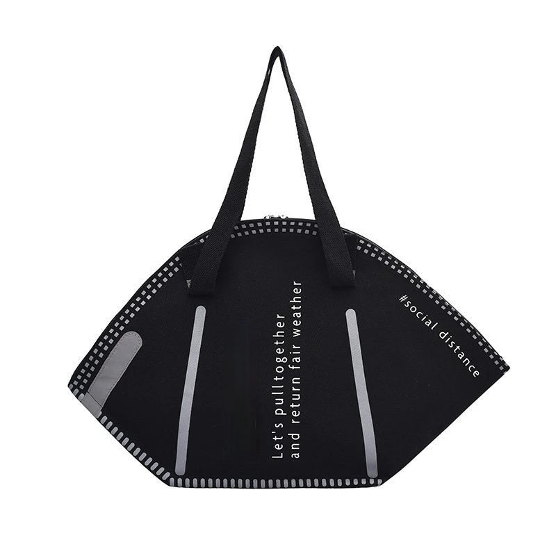 Mask Shape Canvas Bag Women Shoulder Bag Large-capacity Shopping Handbag