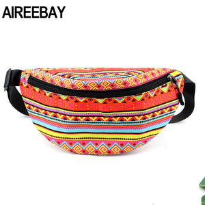 African Printing Women Fanny pack Hip Chest Bag Large Capacity Waist Belt Bag