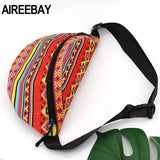 African Printing Women Fanny pack Hip Chest Bag Large Capacity Waist Belt Bag