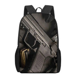 AK47 Handgun Bullets 3D Print Backpack for Boys Girls 16 Inch School Bag