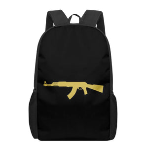 AK47 Handgun Bullets 3D Print Backpack for Boys Girls 16 Inch School Bag