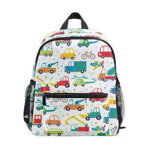 Girl's Car Cartoon Backpack for Ages 3-8