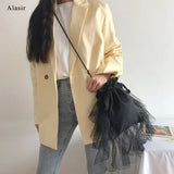 Dark Style Shoulder Bag with Ruffles Design