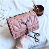 Rivet Tassel Shoulder Handbag PU Leather Chain Purses for Lady Party Gift