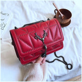 Rivet Tassel Shoulder Handbag PU Leather Chain Purses for Lady Party Gift