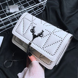 Rivet Tassel Shoulder Handbag PU Leather Chain Purses for Lady Party Gift