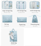 7pcs Luggage Organizer Bag Waterproof Travel Packing Cubes for Clothing Storage