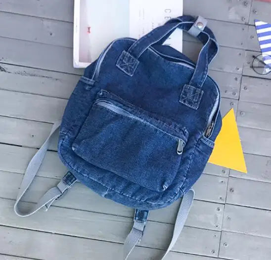 Denim Women Backpack School Bag Laptop Rucksack Travel Mochilas Femininas