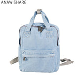 Denim Women Backpack School Bag Laptop Rucksack Travel Mochilas Femininas