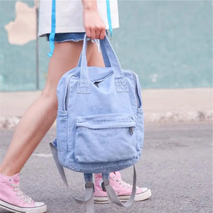 Denim Women Backpack School Bag Laptop Rucksack Travel Mochilas Femininas
