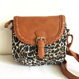 Leopard Print Canvas Crossbody Bag for Women