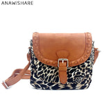 Leopard Print Canvas Crossbody Bag for Women