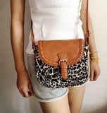 Leopard Print Canvas Crossbody Bag for Women