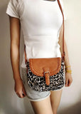 Leopard Print Canvas Crossbody Bag for Women