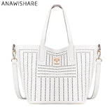 Women Leather Handbags Large Tote Hollow Out Crossbody Bags For Women
