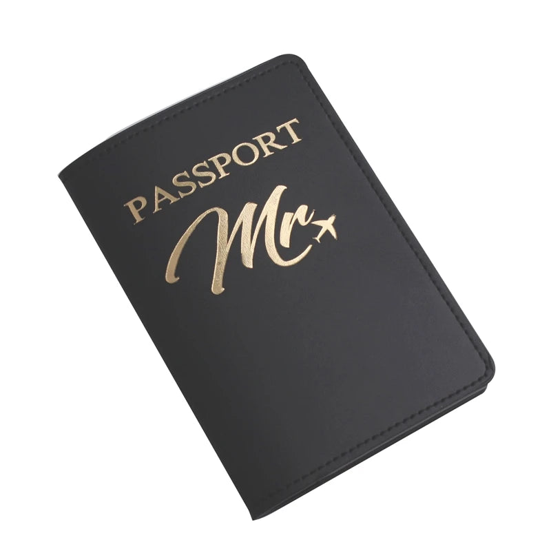 Embroidery Mr Mrs Lover Passport Cover Wedding Travel Case