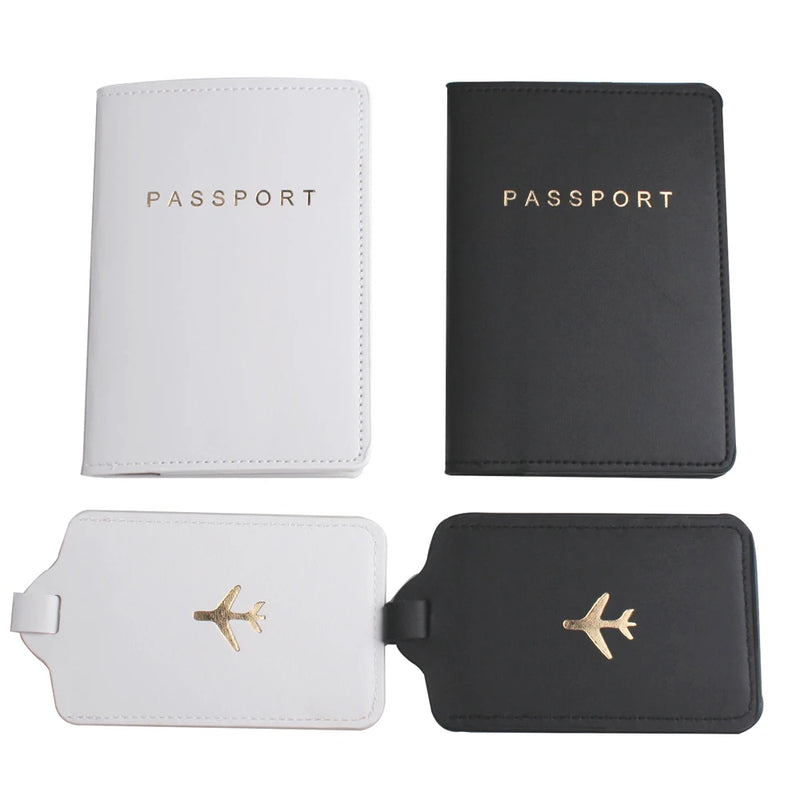 Solid Airplane Passport Cover Luggage Tag Couple wedding Passport Cover Case