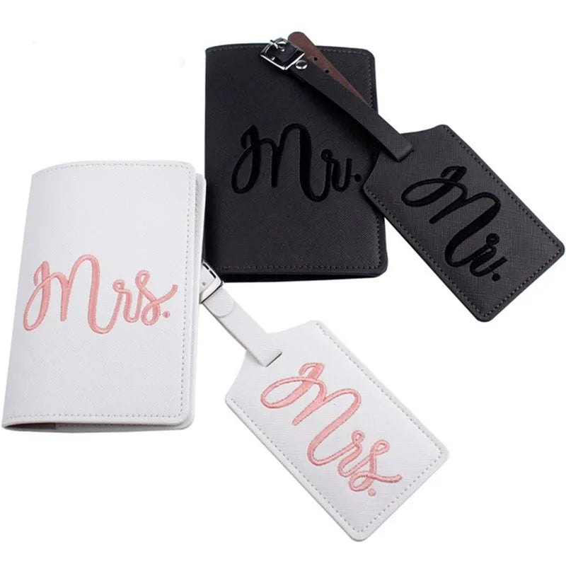 Embroidery Mr Mrs Lover Couple Passport Cover Set